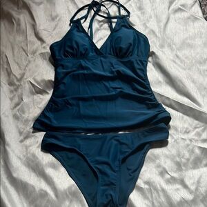 Classic Blue Bikini with Halter Neckline